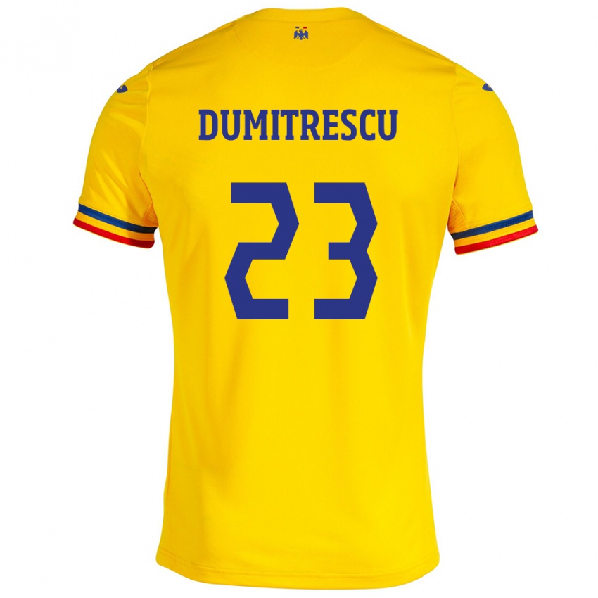 Kinder Rumänische Andres Dumitrescu #23 Gelb Heimtrikot Trikot 24-26 T-Shirt Belgien