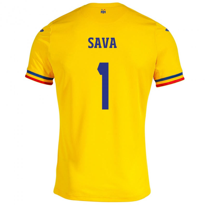 Kinderen Roemenië Răzvan Sava #1 Geel Thuisshirt Thuistenue 24-26 T-Shirt België
