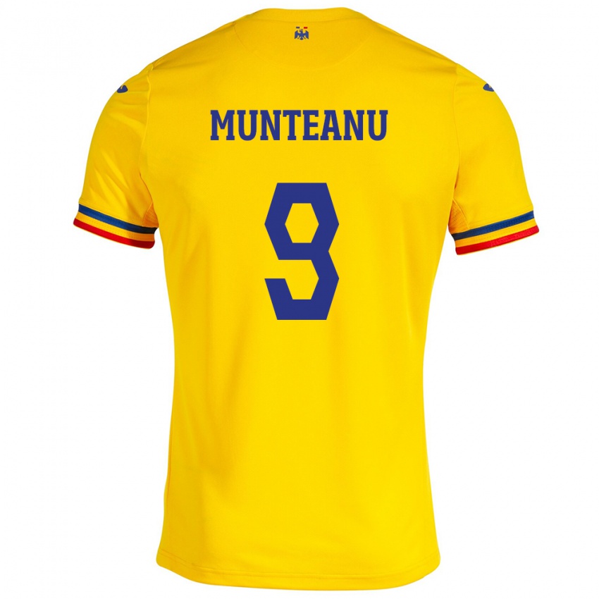 Enfant Maillot Roumanie Louis Munteanu #9 Jaune Tenues Domicile 24-26 T-Shirt Belgique