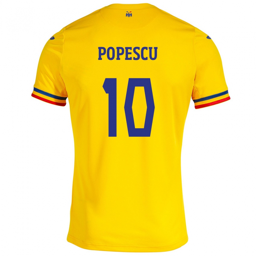 Enfant Maillot Roumanie Octavian Popescu #10 Jaune Tenues Domicile 24-26 T-Shirt Belgique