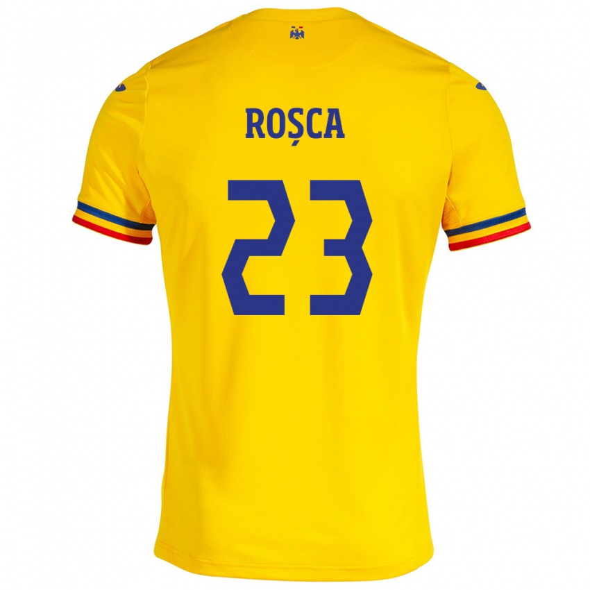 Enfant Maillot Roumanie Alexandru Roșca #23 Jaune Tenues Domicile 24-26 T-Shirt Belgique