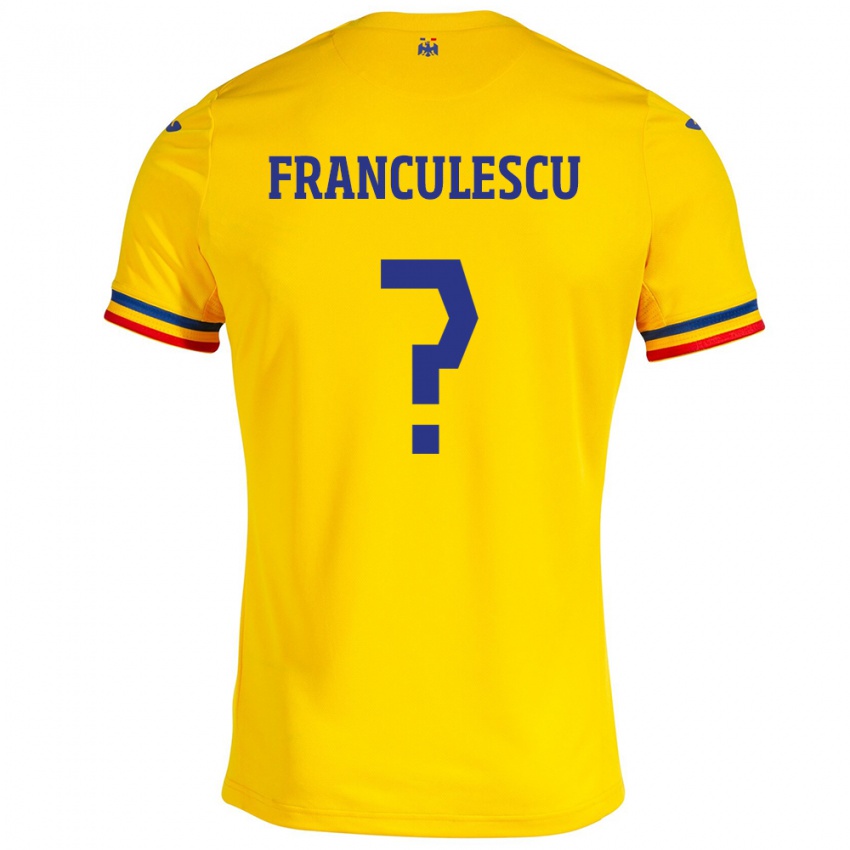 Enfant Maillot Roumanie Adrian Frânculescu #0 Jaune Tenues Domicile 24-26 T-Shirt Belgique