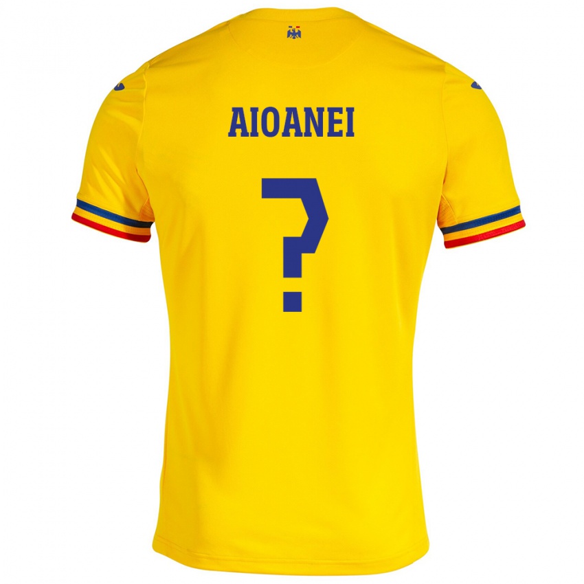 Enfant Maillot Roumanie Mario Aioanei #0 Jaune Tenues Domicile 24-26 T-Shirt Belgique