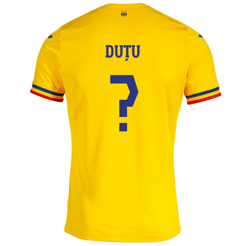 Enfant Maillot Roumanie Matteo Duțu #0 Jaune Tenues Domicile 24-26 T-Shirt Belgique