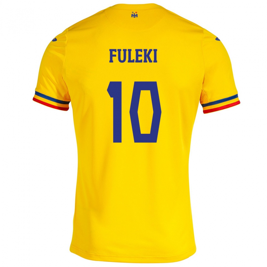 Enfant Maillot Roumanie Samuel Fuleki #10 Jaune Tenues Domicile 24-26 T-Shirt Belgique