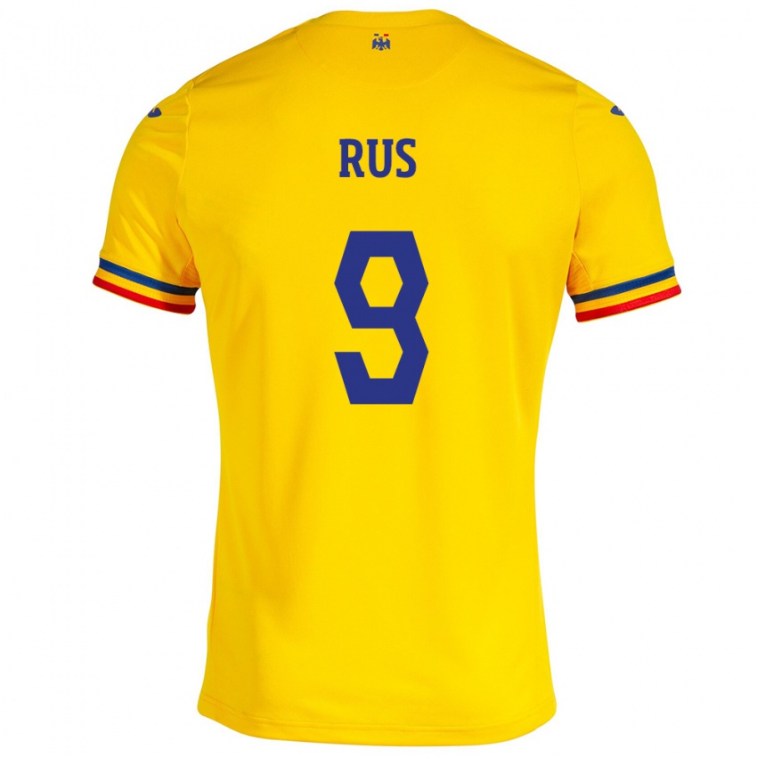 Enfant Maillot Roumanie Laura Rus #9 Jaune Tenues Domicile 24-26 T-Shirt Belgique