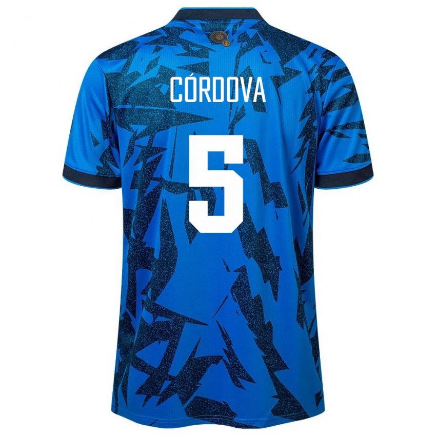 Kinderen El Salvador Edwin Córdova #5 Blauw Thuisshirt Thuistenue 24-26 T-Shirt België