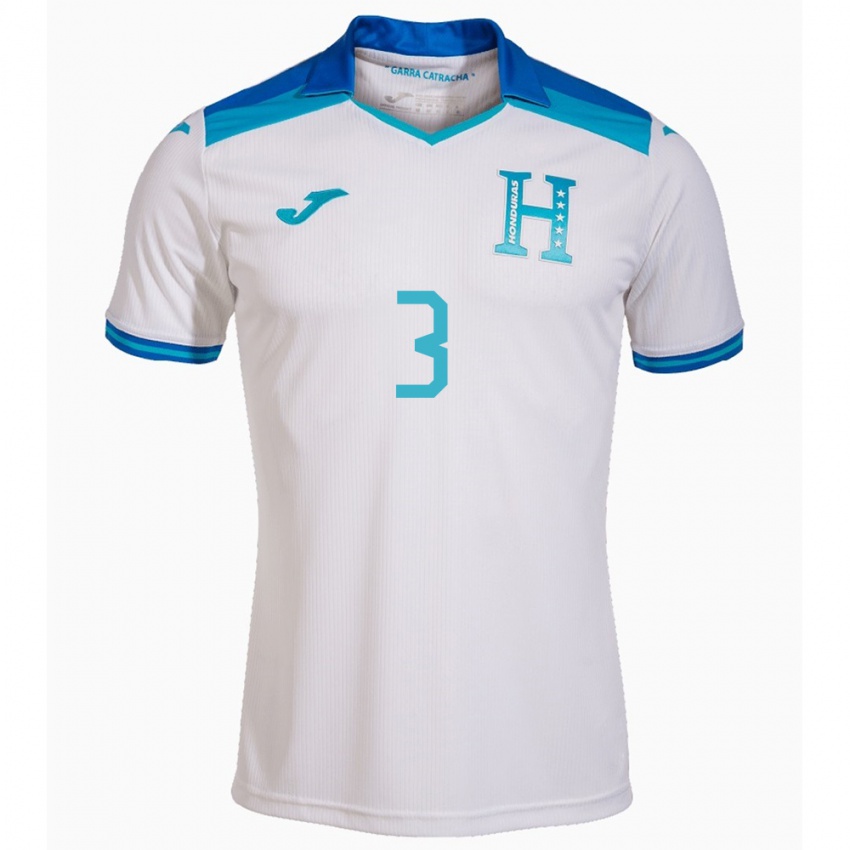 Enfant Maillot Honduras David Herrera #3 Blanc Tenues Domicile 24-26 T-Shirt Belgique