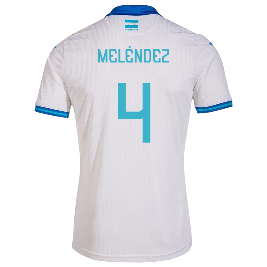 Enfant Maillot Honduras Carlos Meléndez #4 Blanc Tenues Domicile 24-26 T-Shirt Belgique