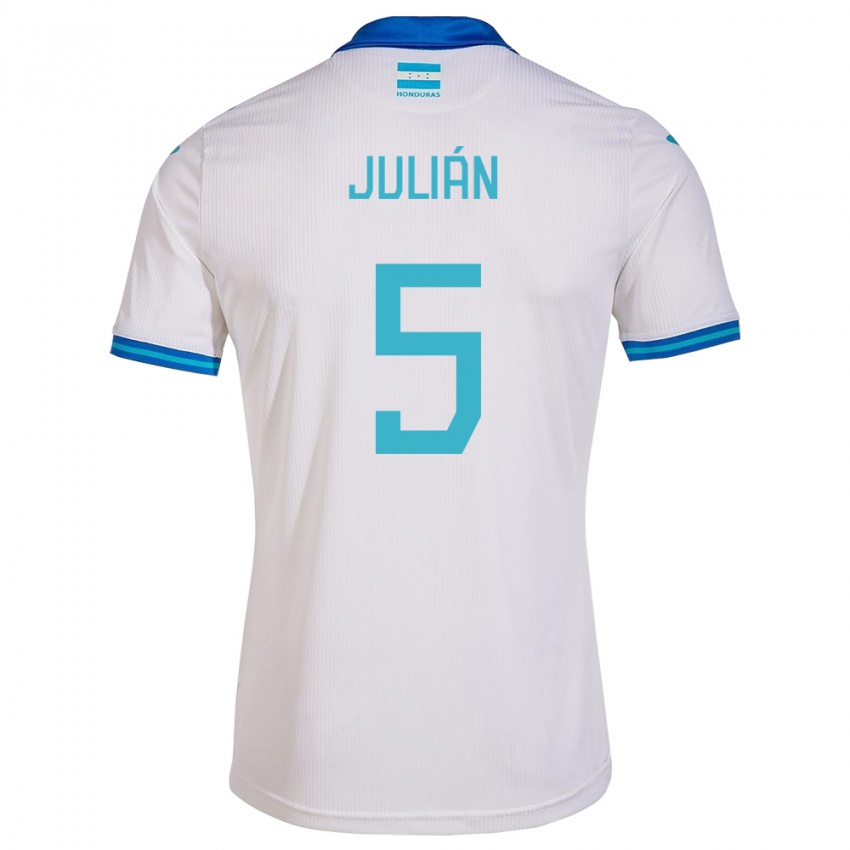 Enfant Maillot Honduras Julián Martínez #5 Blanc Tenues Domicile 24-26 T-Shirt Belgique