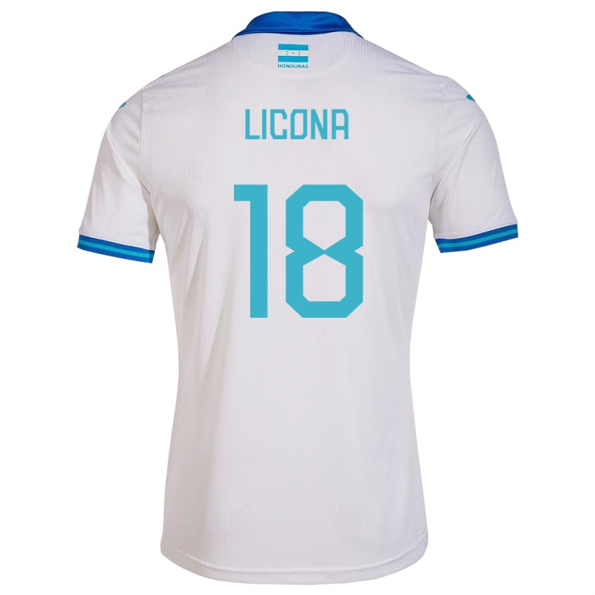 Enfant Maillot Honduras Marlon Licona #18 Blanc Tenues Domicile 24-26 T-Shirt Belgique