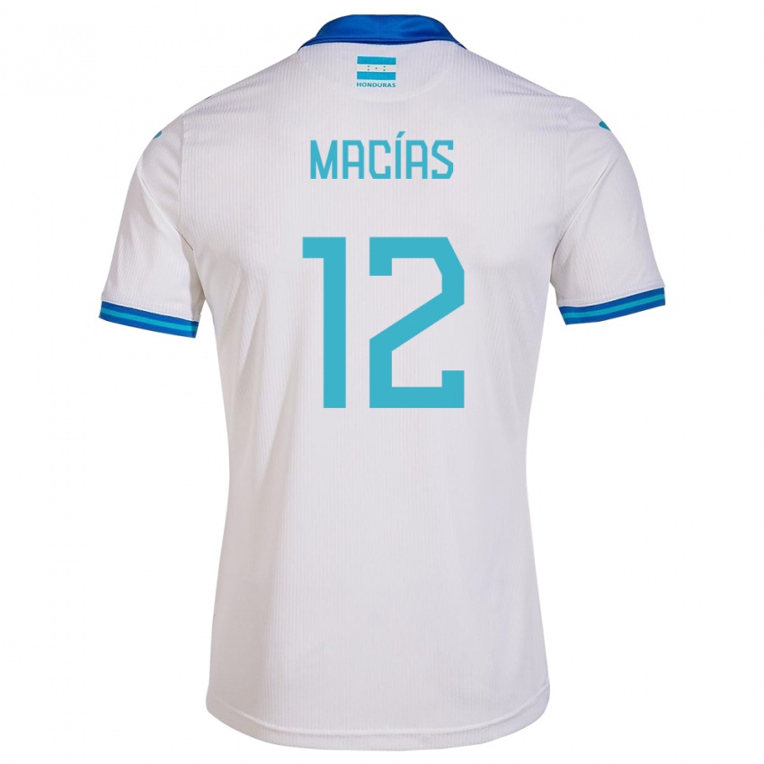 Enfant Maillot Honduras Owen Macías #12 Blanc Tenues Domicile 24-26 T-Shirt Belgique