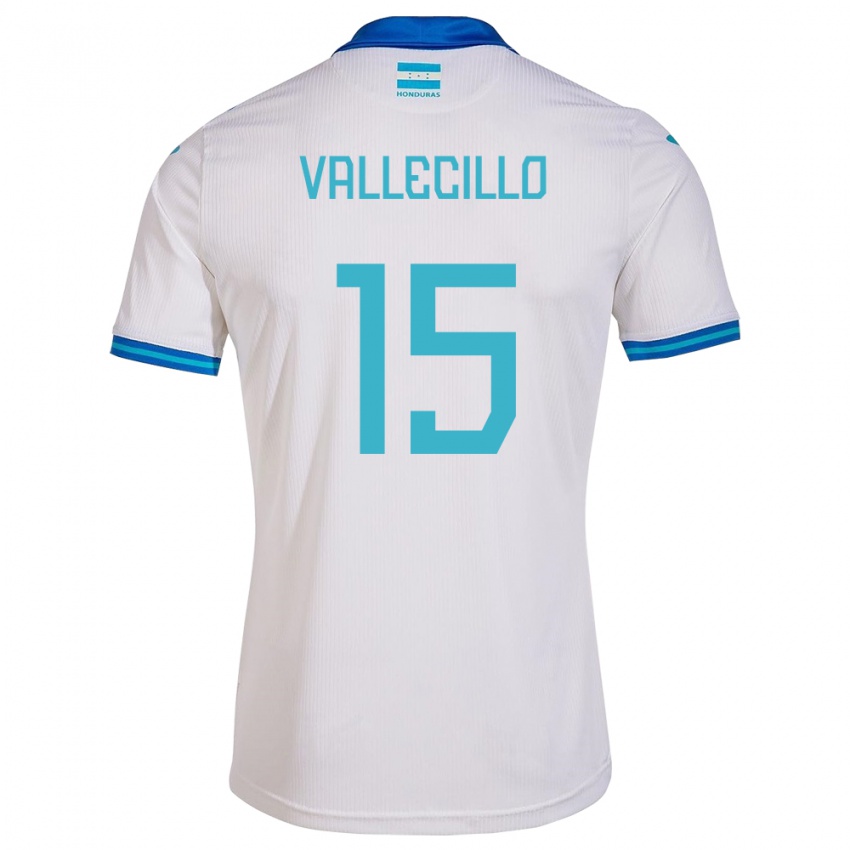 Enfant Maillot Honduras Eric Vallecillo #15 Blanc Tenues Domicile 24-26 T-Shirt Belgique