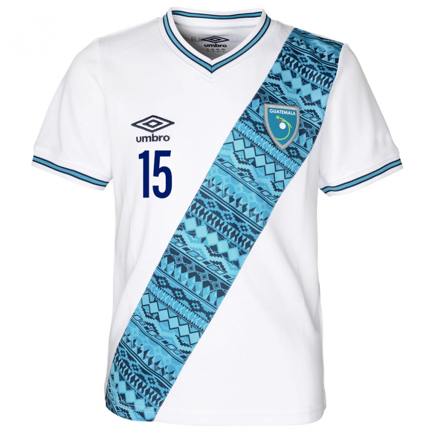 Enfant Maillot Guatemala Figo Montaño #15 Blanc Tenues Domicile 24-26 T-Shirt Belgique