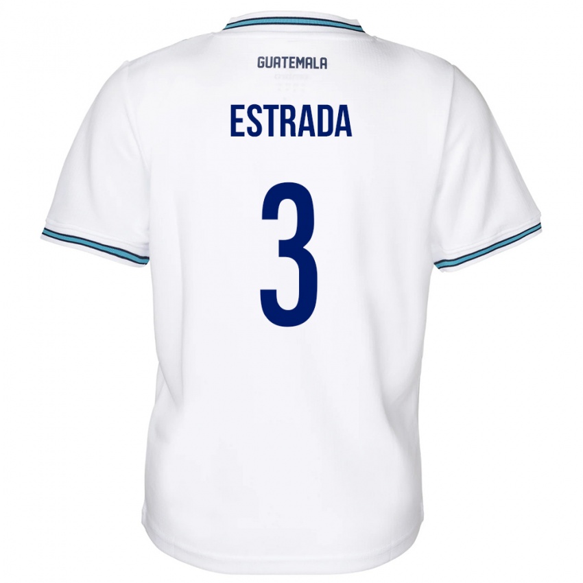 Enfant Maillot Guatemala Carlos Estrada #3 Blanc Tenues Domicile 24-26 T-Shirt Belgique