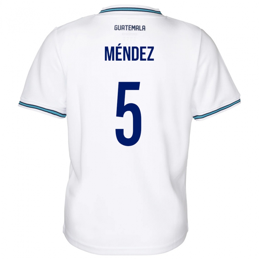 Enfant Maillot Guatemala Diego Méndez #5 Blanc Tenues Domicile 24-26 T-Shirt Belgique