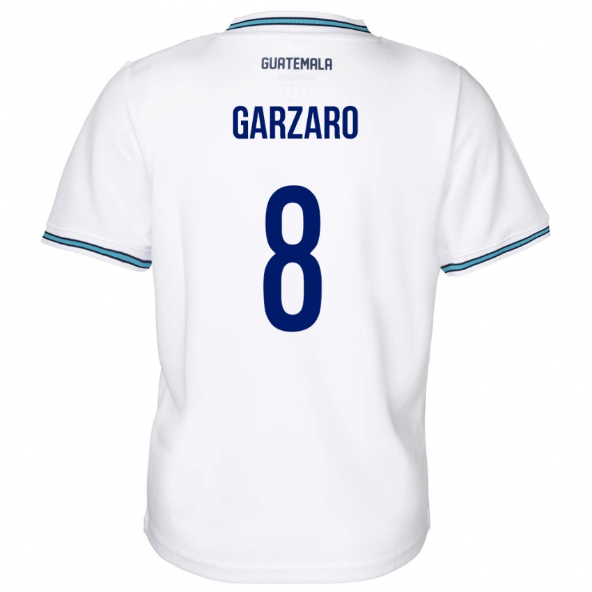 Enfant Maillot Guatemala Santiago Garzaro #8 Blanc Tenues Domicile 24-26 T-Shirt Belgique