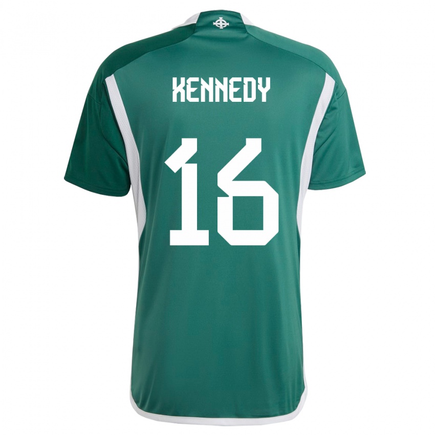 Enfant Maillot Irlande Du Nord Matty Kennedy #16 Vert Tenues Domicile 24-26 T-Shirt Belgique