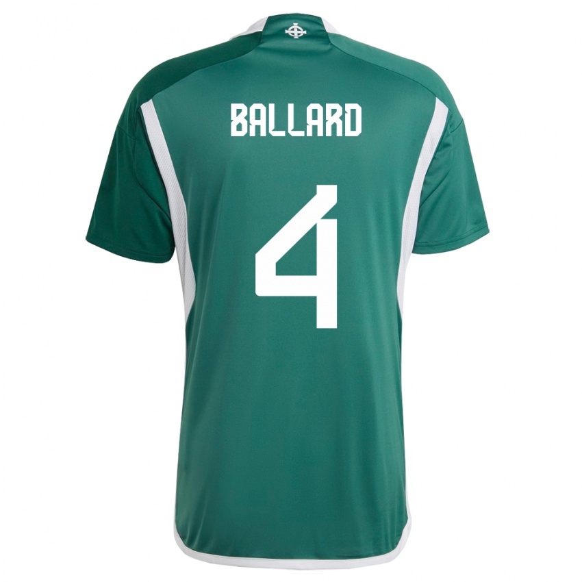 Kinderen Noord-Ierland Daniel Ballard #4 Groente Thuisshirt Thuistenue 24-26 T-Shirt België