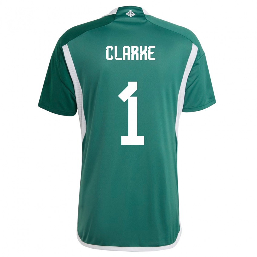 Kinderen Noord-Ierland Josh Clarke #1 Groente Thuisshirt Thuistenue 24-26 T-Shirt België