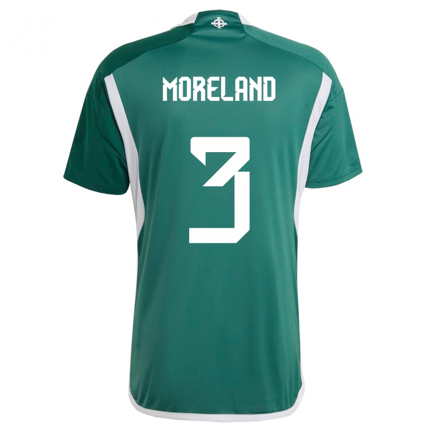 Enfant Maillot Irlande Du Nord Calum Moreland #3 Vert Tenues Domicile 24-26 T-Shirt Belgique