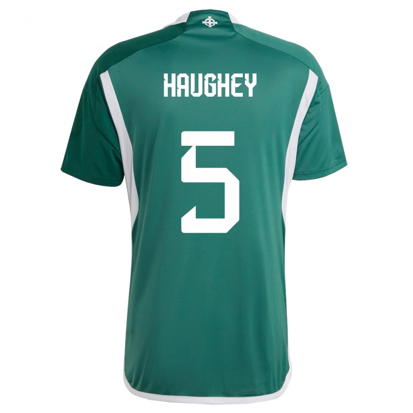 Kinderen Noord-Ierland Conor Haughey #5 Groente Thuisshirt Thuistenue 24-26 T-Shirt België