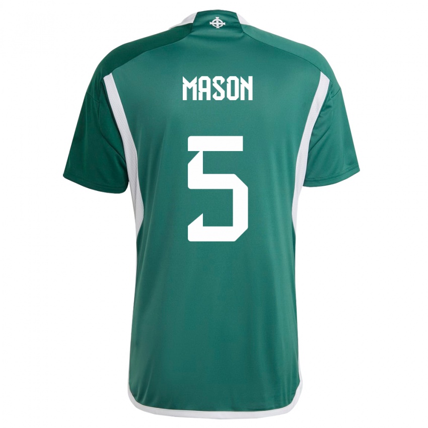 Enfant Maillot Irlande Du Nord Ellie Mason #5 Vert Tenues Domicile 24-26 T-Shirt Belgique