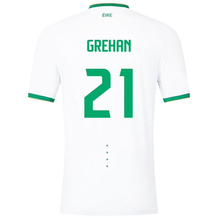 Enfant Maillot Irlande Sean Grehan #21 Blanc Tenues Extérieur 24-26 T-Shirt Belgique