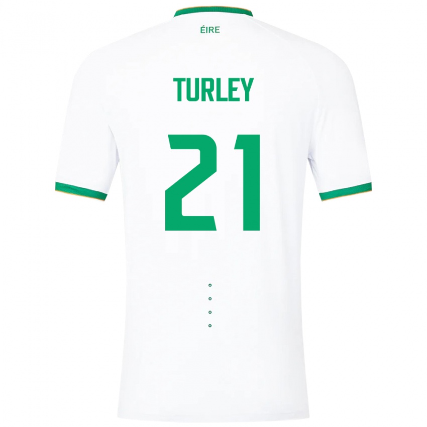 Enfant Maillot Irlande Freddie Turley #21 Blanc Tenues Extérieur 24-26 T-Shirt Belgique