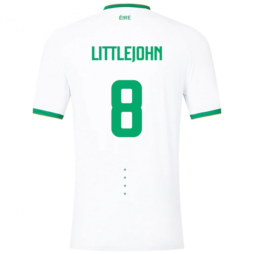 Enfant Maillot Irlande Ruesha Littlejohn #8 Blanc Tenues Extérieur 24-26 T-Shirt Belgique