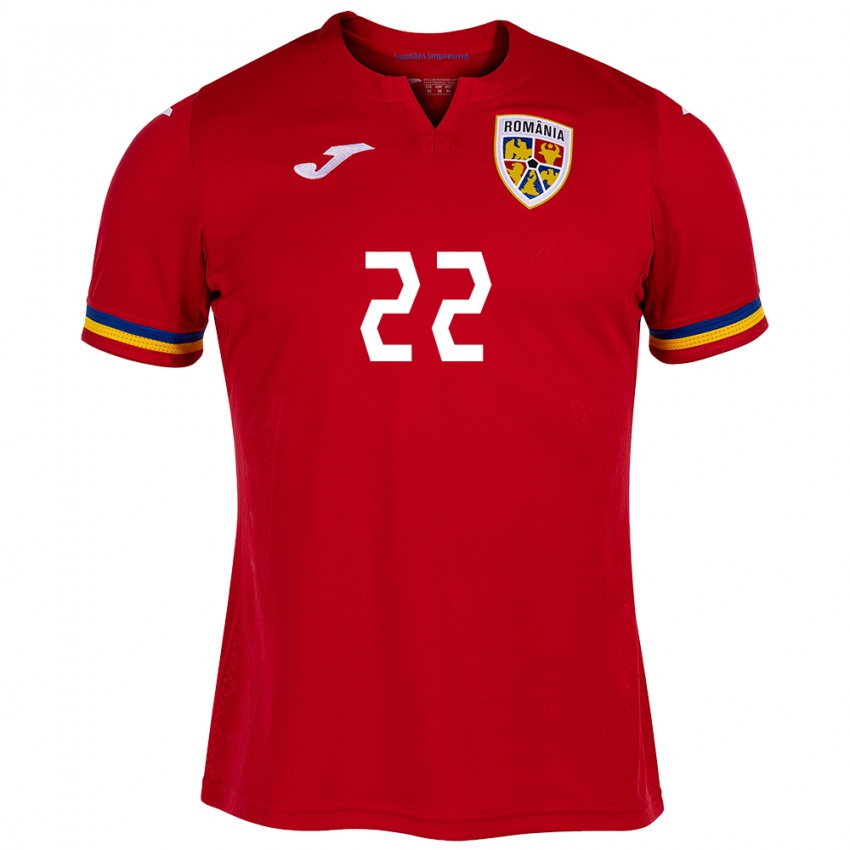 Enfant Maillot Roumanie Vasile Mogoș #22 Rouge Tenues Extérieur 24-26 T-Shirt Belgique