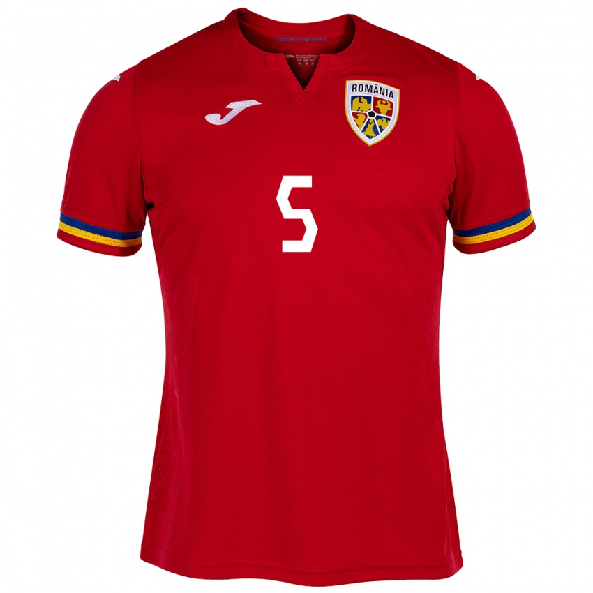 Enfant Maillot Roumanie Gabriel Dănuleasă #5 Rouge Tenues Extérieur 24-26 T-Shirt Belgique