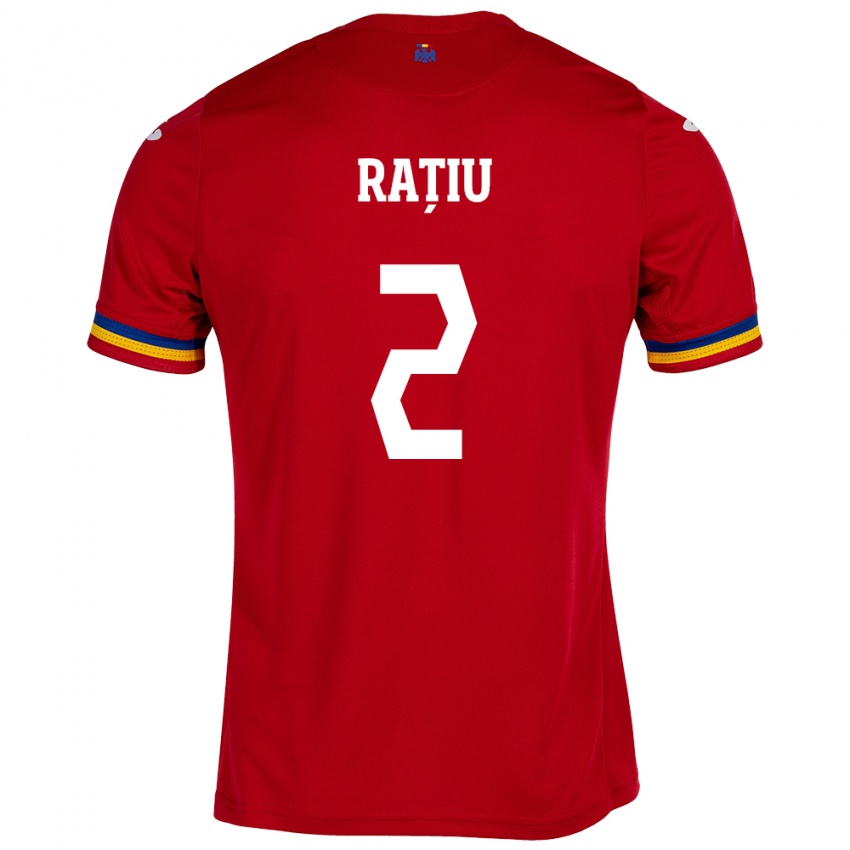 Enfant Maillot Roumanie Andrei Rațiu #2 Rouge Tenues Extérieur 24-26 T-Shirt Belgique