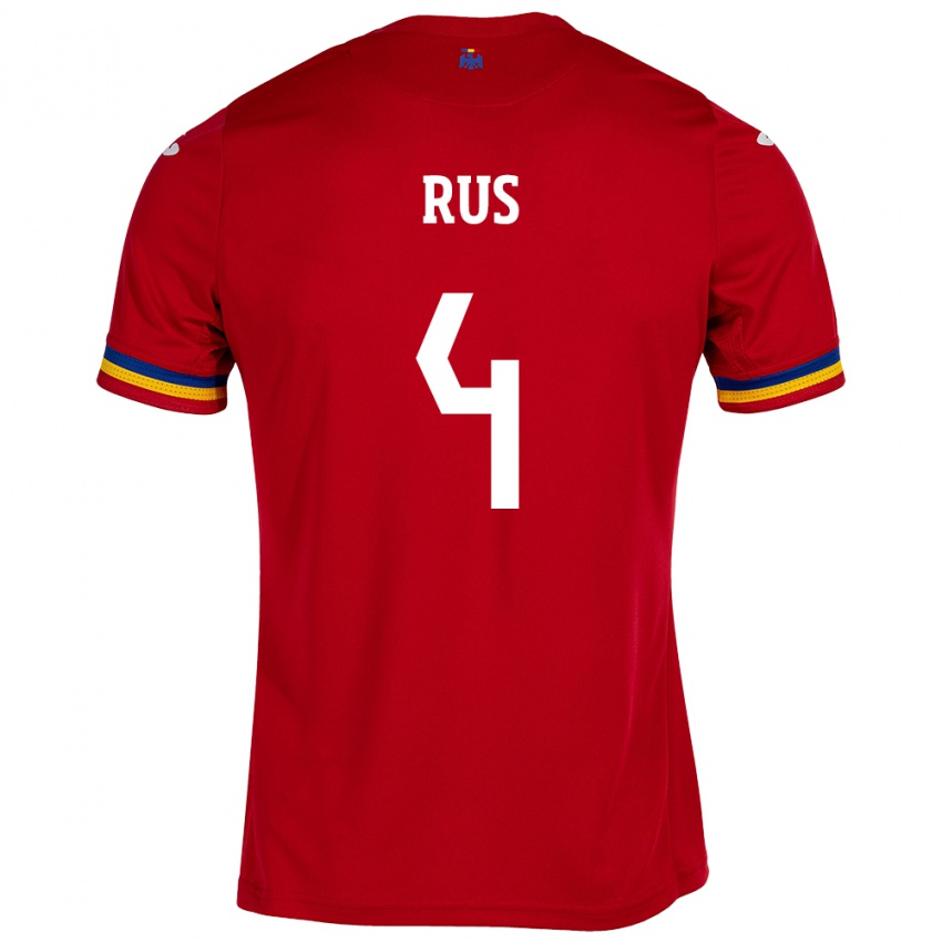 Enfant Maillot Roumanie Adrian Rus #4 Rouge Tenues Extérieur 24-26 T-Shirt Belgique