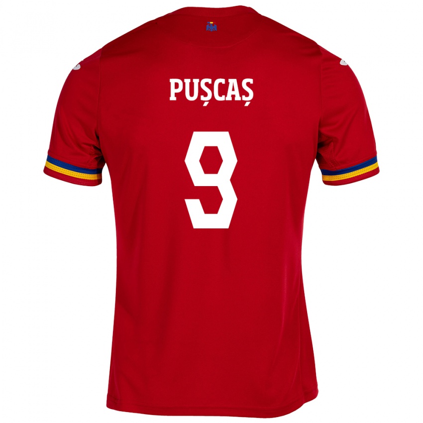 Kinder Rumänische George Pușcaș #9 Rot Auswärtstrikot Trikot 24-26 T-Shirt Belgien