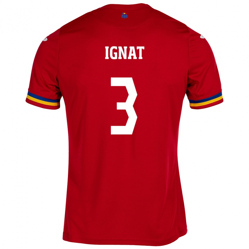 Enfant Maillot Roumanie Cristian Ignat #3 Rouge Tenues Extérieur 24-26 T-Shirt Belgique