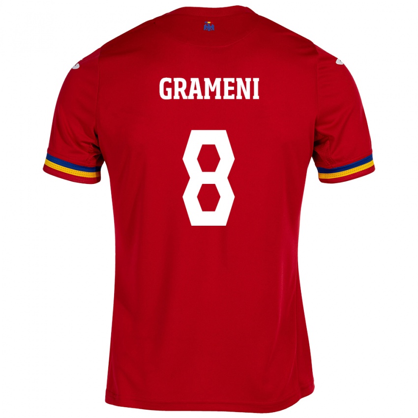 Enfant Maillot Roumanie Constantin Grameni #8 Rouge Tenues Extérieur 24-26 T-Shirt Belgique