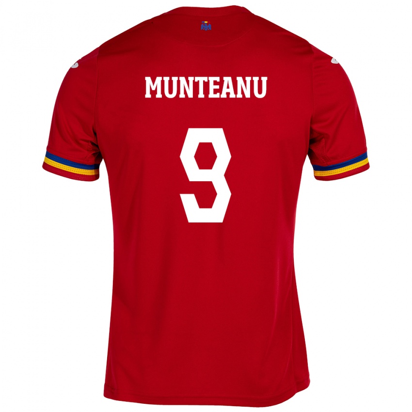 Enfant Maillot Roumanie Louis Munteanu #9 Rouge Tenues Extérieur 24-26 T-Shirt Belgique