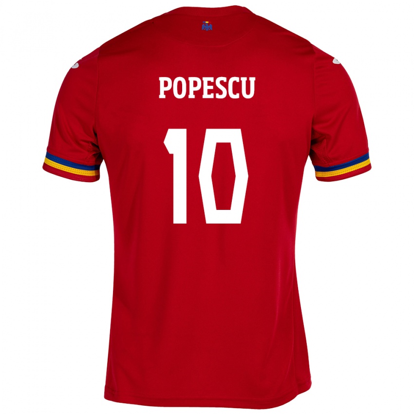 Enfant Maillot Roumanie Octavian Popescu #10 Rouge Tenues Extérieur 24-26 T-Shirt Belgique