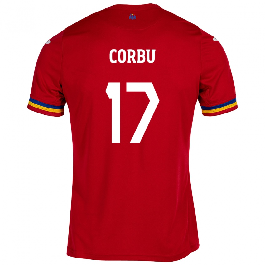 Enfant Maillot Roumanie Marius Corbu #17 Rouge Tenues Extérieur 24-26 T-Shirt Belgique