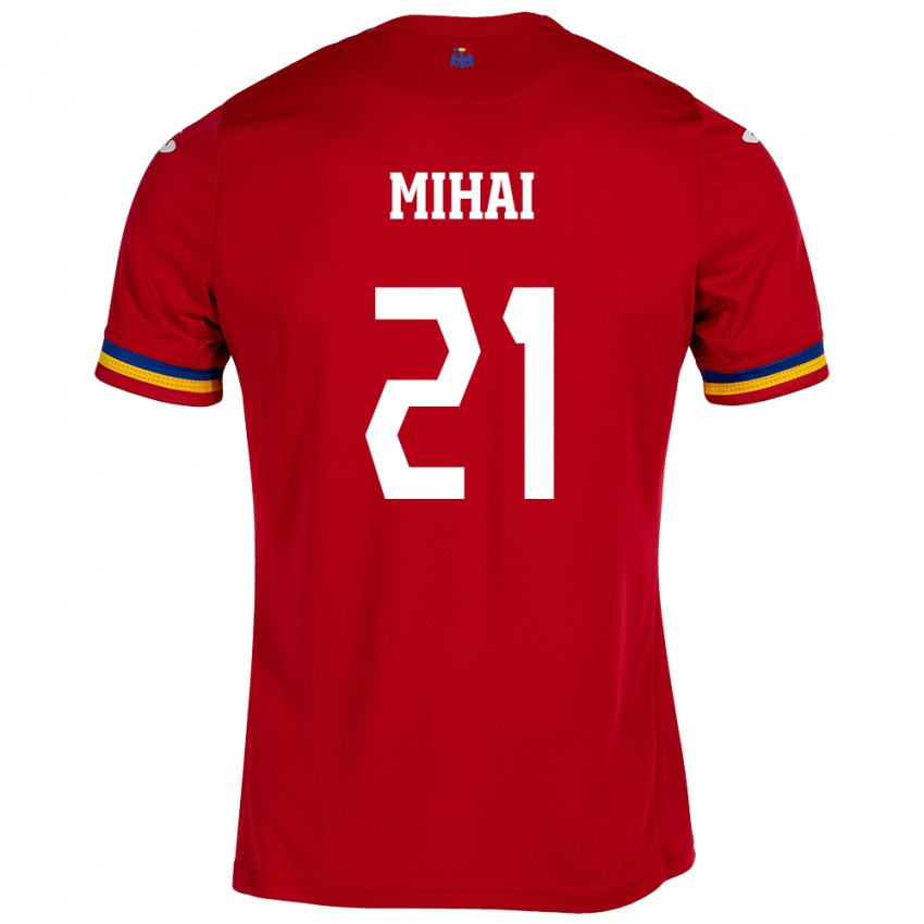 Enfant Maillot Roumanie Cristian Mihai #21 Rouge Tenues Extérieur 24-26 T-Shirt Belgique