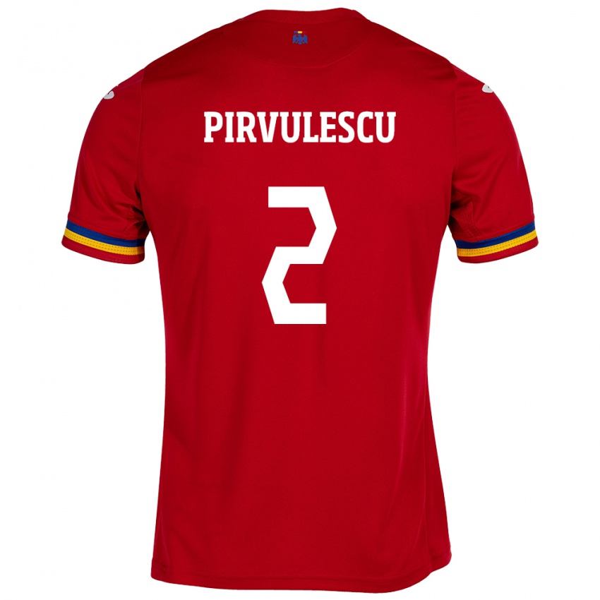 Enfant Maillot Roumanie Sergiu Pîrvulescu #2 Rouge Tenues Extérieur 24-26 T-Shirt Belgique