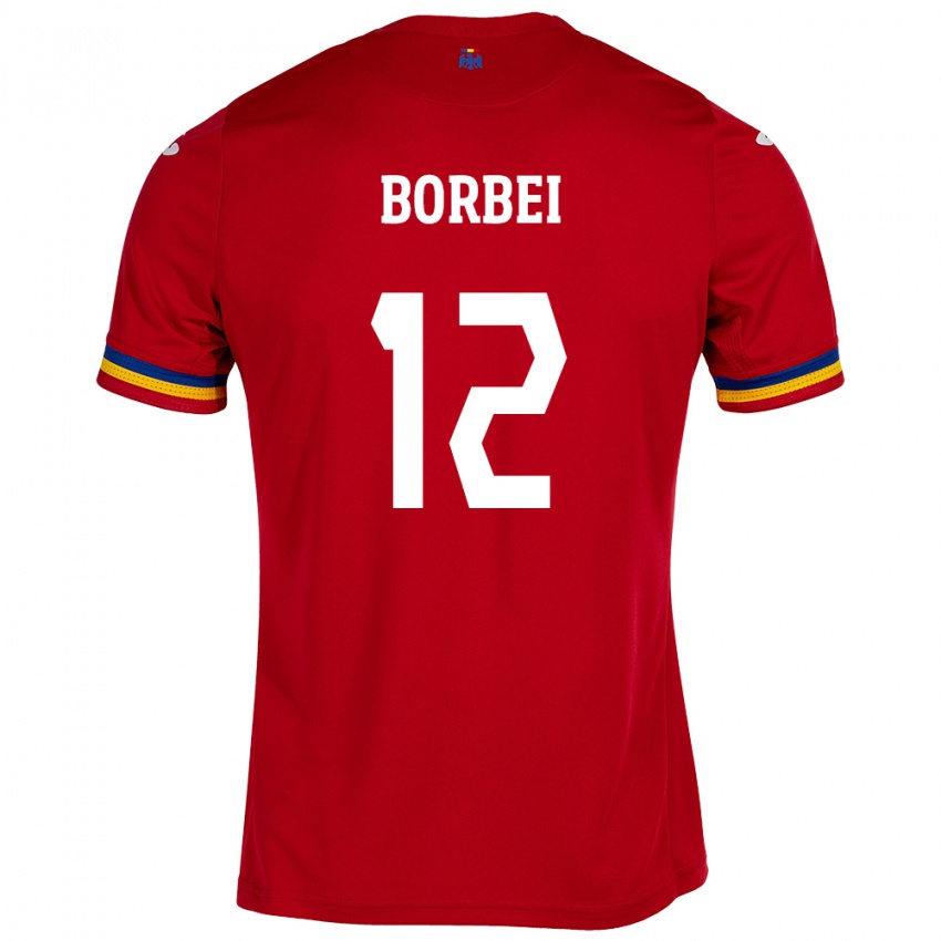 Enfant Maillot Roumanie Alexandru Borbei #12 Rouge Tenues Extérieur 24-26 T-Shirt Belgique