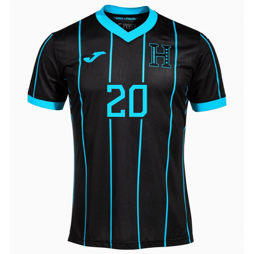 Enfant Maillot Honduras Alessandro Maldonado #20 Noir Tenues Extérieur 24-26 T-Shirt Belgique