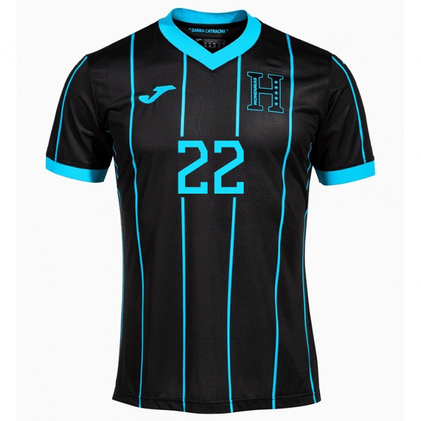 Enfant Maillot Honduras Luis López #22 Noir Tenues Extérieur 24-26 T-Shirt Belgique