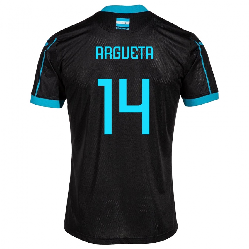 Enfant Maillot Honduras Carlos Argueta #14 Noir Tenues Extérieur 24-26 T-Shirt Belgique