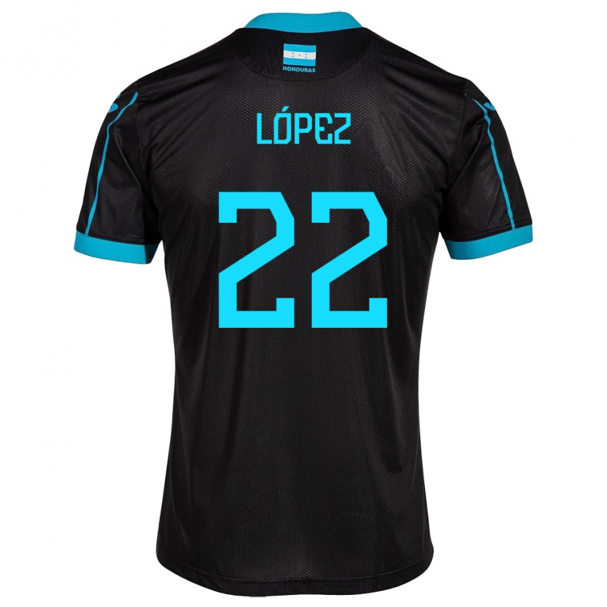 Enfant Maillot Honduras Luis López #22 Noir Tenues Extérieur 24-26 T-Shirt Belgique