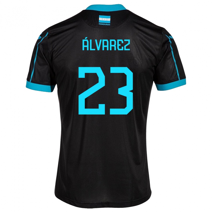 Enfant Maillot Honduras Jorge Álvarez #23 Noir Tenues Extérieur 24-26 T-Shirt Belgique