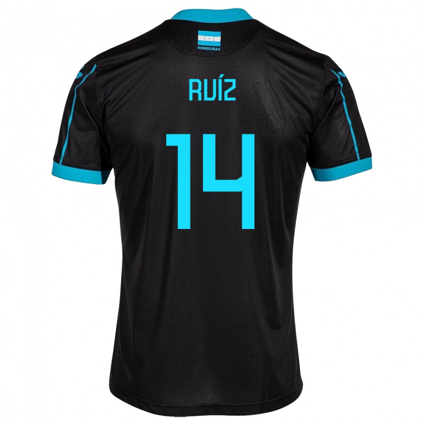 Enfant Maillot Honduras David Ruíz #14 Noir Tenues Extérieur 24-26 T-Shirt Belgique