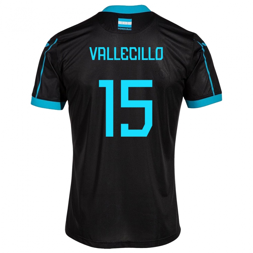 Enfant Maillot Honduras Eric Vallecillo #15 Noir Tenues Extérieur 24-26 T-Shirt Belgique